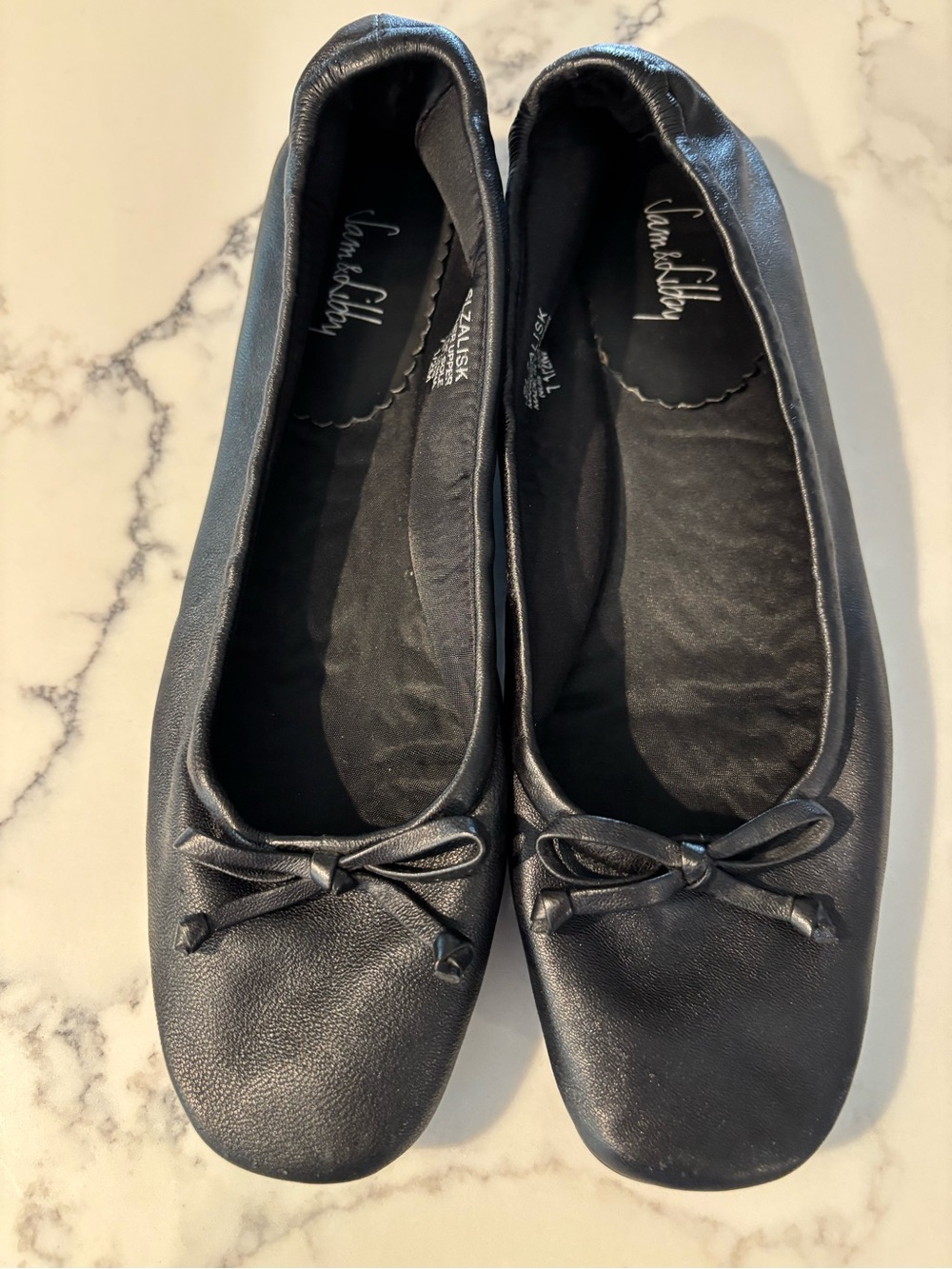 Sam Edelman Black Leather Bow Ballet Flats